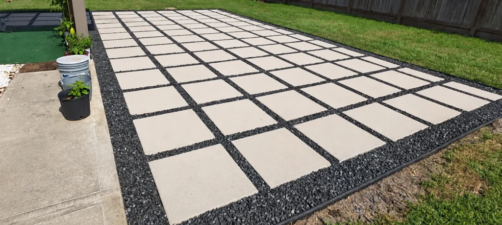 Large backyard paver grid
